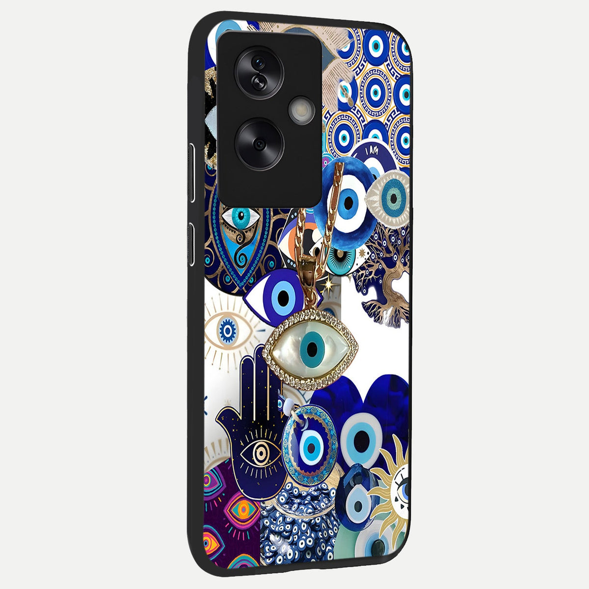 Mystic Charm Eye back cover For Oppo A79 slim fit glass case with vibrant aesthetic design