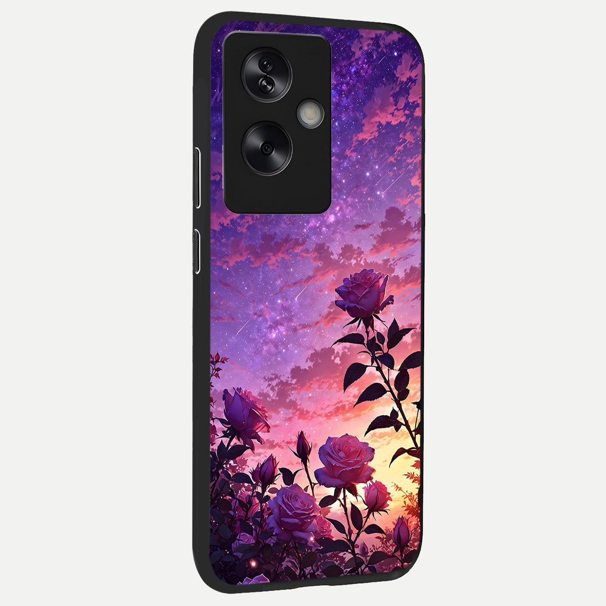 Starlit Rose Twilight back cover For Oppo A79 slim fit glass case with vibrant aesthetic design
