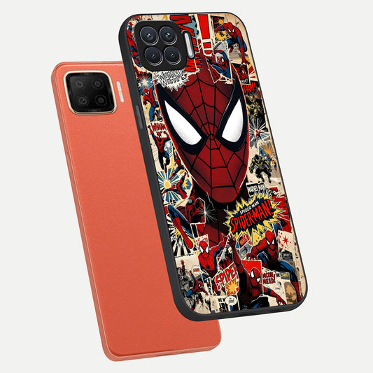 Aesthetic Wonder Spider phone case For Oppo F17 showing premium glass back cover with detailed artwork