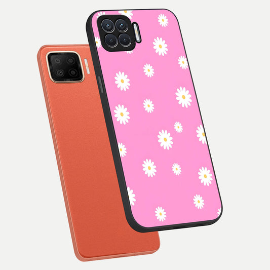 Bubblegum Daisy Pop phone case For Oppo F17 showing premium glass back cover with detailed artwork