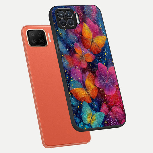 Butterfly Dream Mist phone case For Oppo F17 showing premium glass back cover with detailed artwork