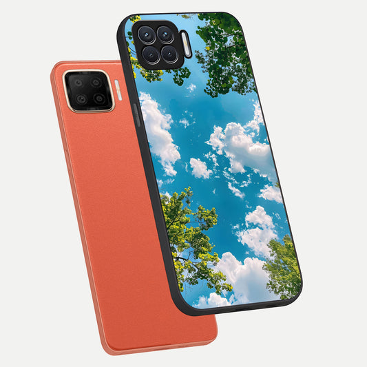 Green Moon Energy phone case For Oppo F17 showing premium glass back cover with detailed artwork