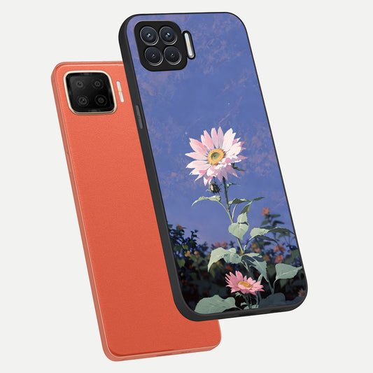 Pink Shells Outline phone case For Oppo F17 showing premium glass back cover with detailed artwork