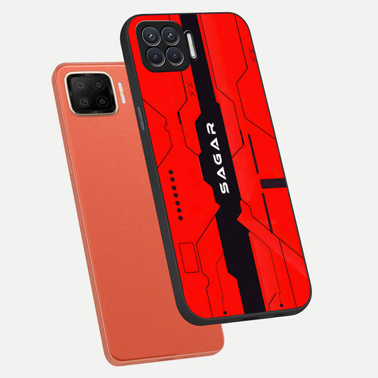 Voltage Rise CYBERPUNK Custom Name phone case For Oppo F17 showing premium custom name glass back cover