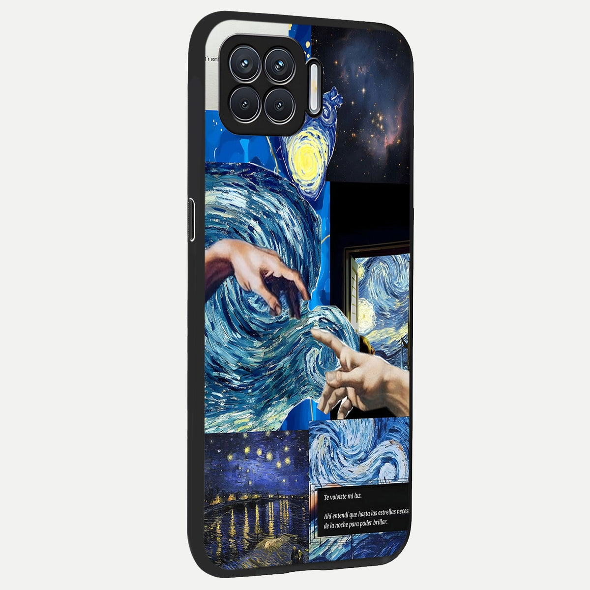 Aesthetic Vando Hands back cover For Oppo F17 slim fit glass case with vibrant aesthetic design