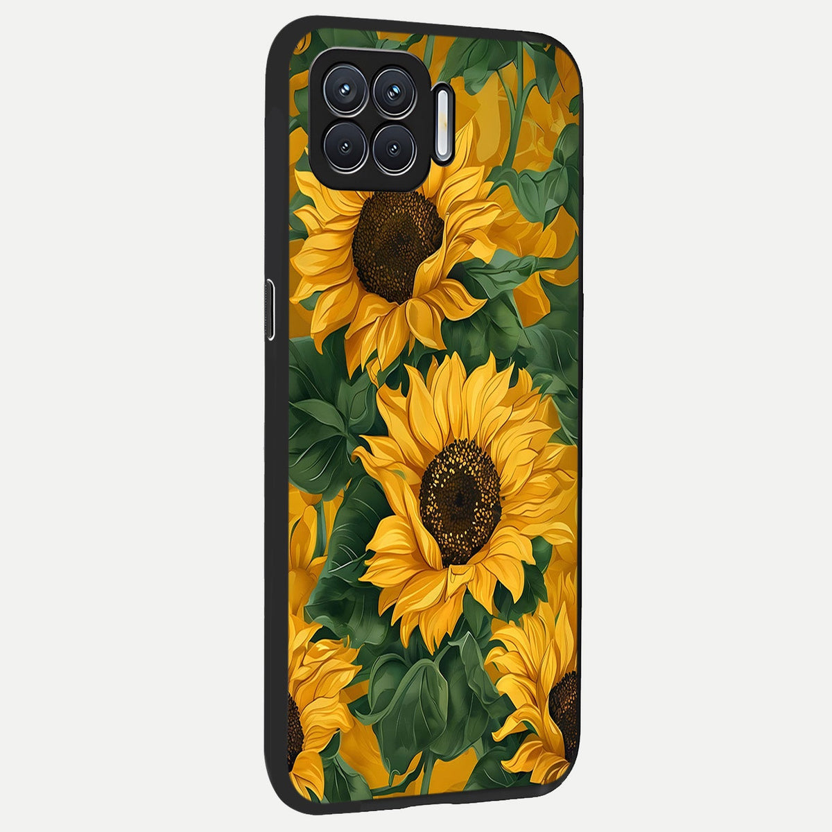 Bright Sunflower Bloom back cover For Oppo F17 slim fit glass case with vibrant aesthetic design
