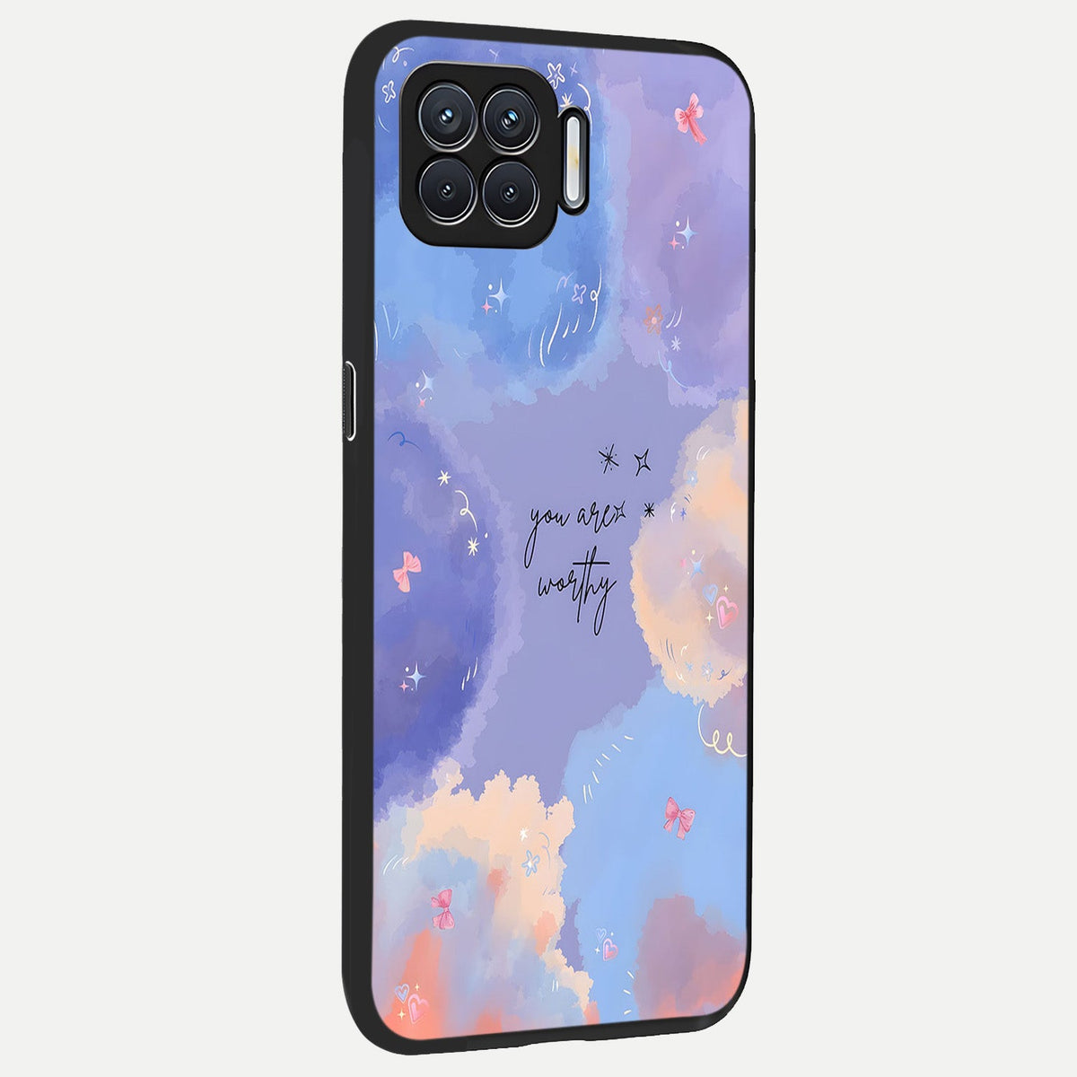 Celestial Cloud Magic back cover For Oppo F17 slim fit glass case with vibrant aesthetic design