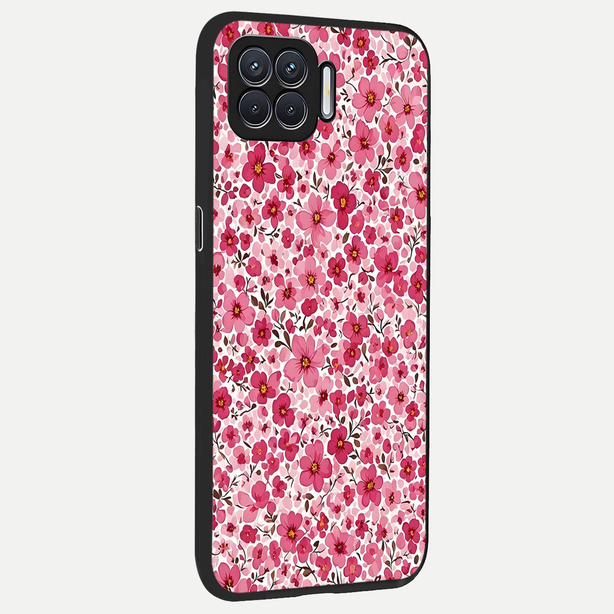 Cherry Blossom Charm back cover For Oppo F17 slim fit glass case with vibrant aesthetic design