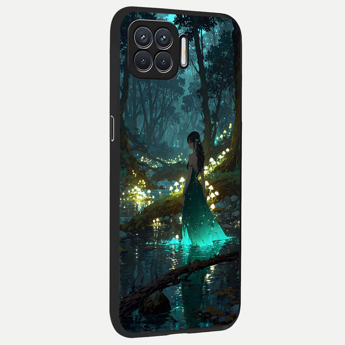 Enchanted Forest Glow back cover For Oppo F17 slim fit glass case with vibrant aesthetic design