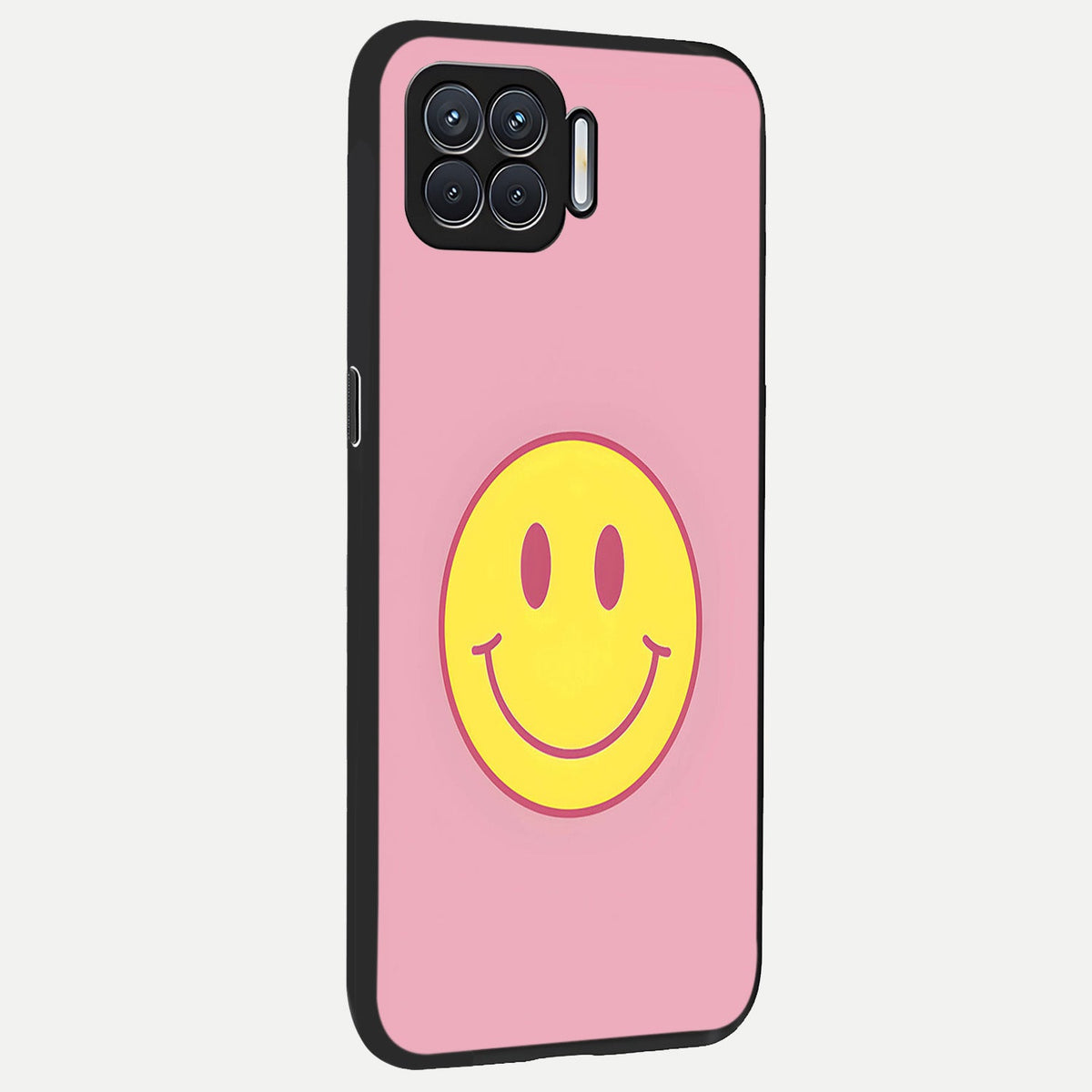 Happy Pink Mood back cover For Oppo F17 slim fit glass case with vibrant aesthetic design