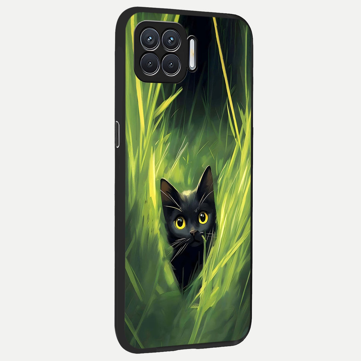 Hidden Cat Whisper back cover For Oppo F17 slim fit glass case with vibrant aesthetic design