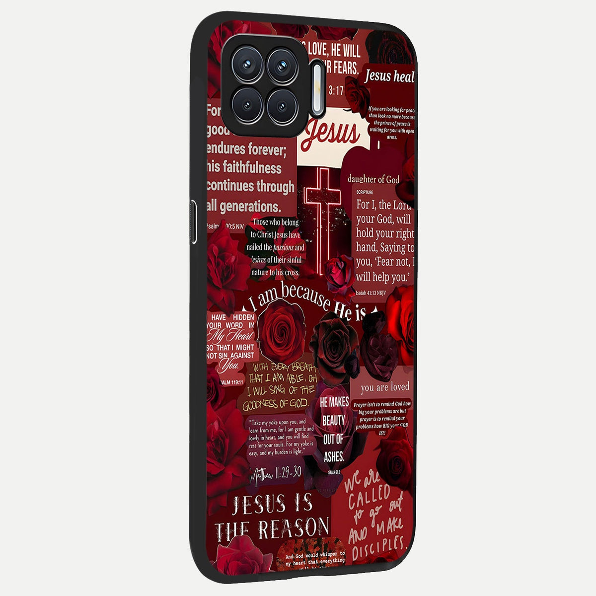 Jesus Love Heals back cover For Oppo F17 slim fit glass case with vibrant aesthetic design