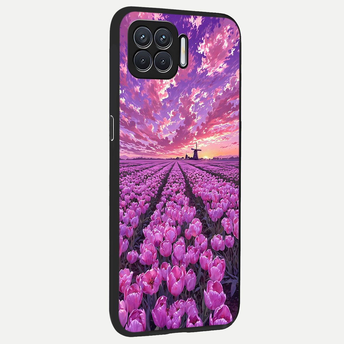 Lavender Dream Skies back cover For Oppo F17 slim fit glass case with vibrant aesthetic design