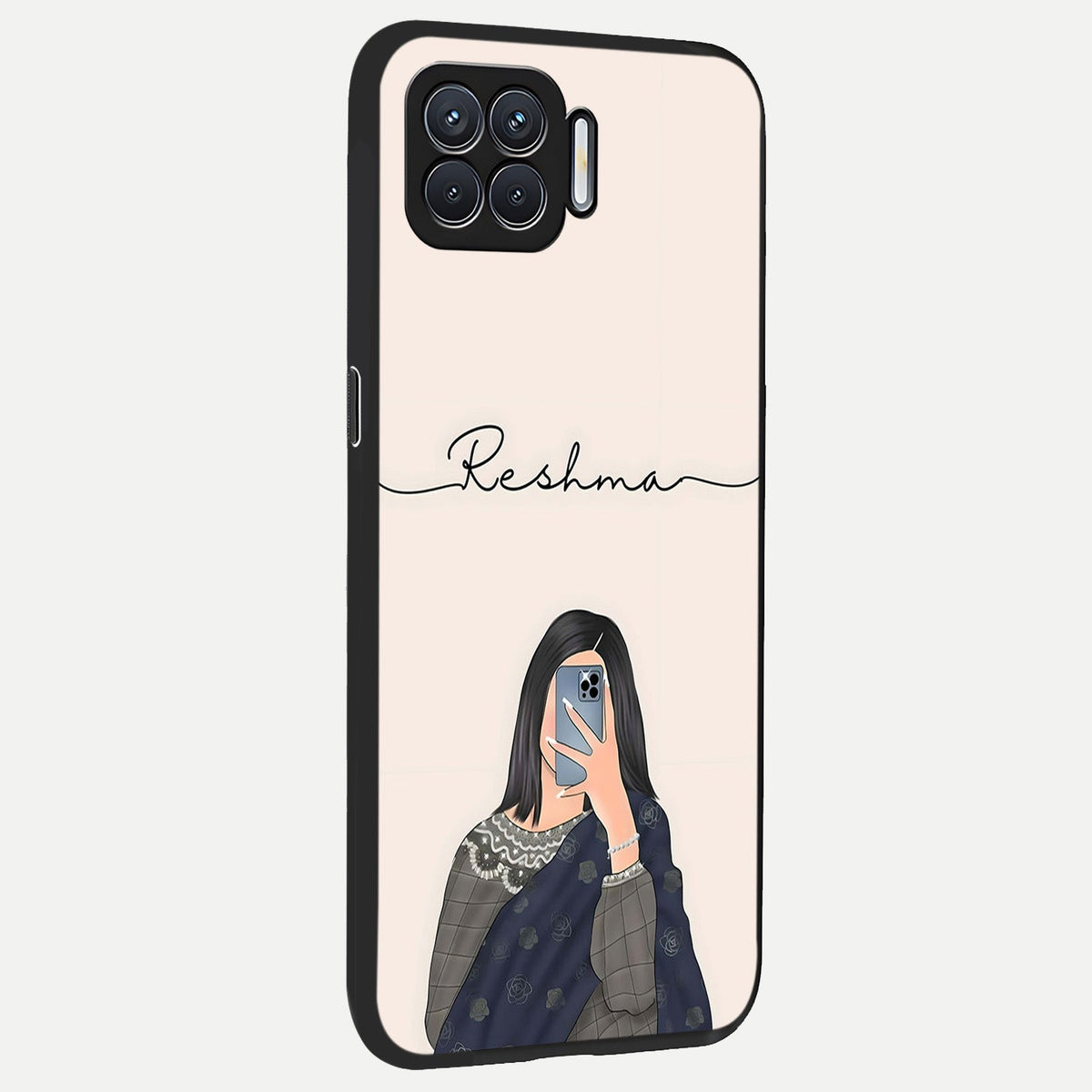 Mirror Mood Muse With Custom Name back cover For Oppo F17 slim fit glass case with vibrant aesthetic design
