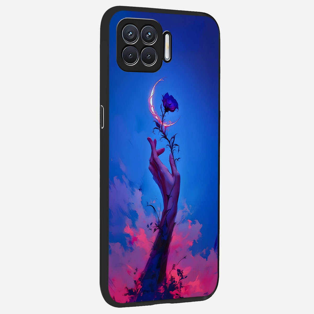 Mystic Hand back cover For Oppo F17 slim fit glass case with vibrant aesthetic design