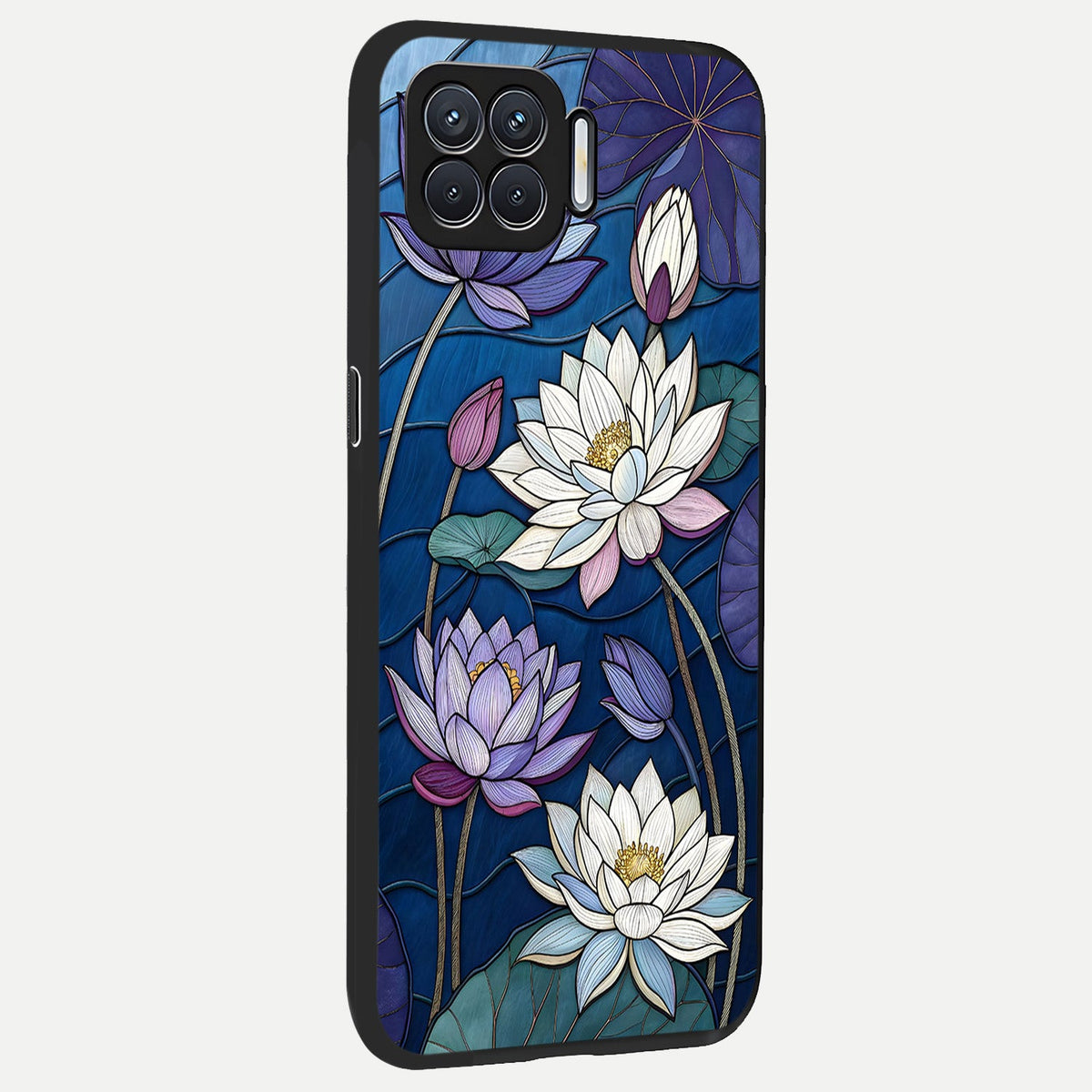 Purple Lotus Stained back cover For Oppo F17 slim fit glass case with vibrant aesthetic design