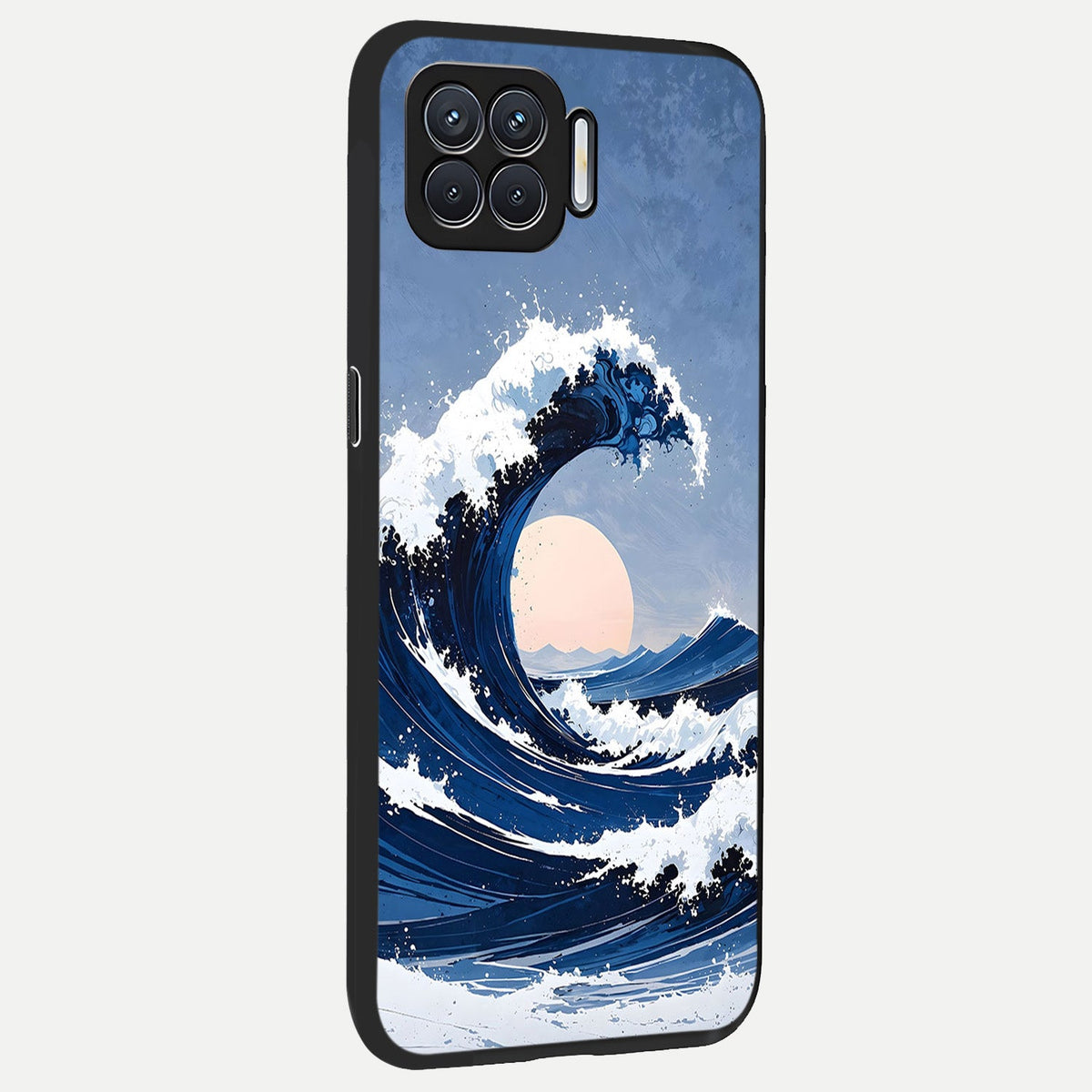 Rising Tide Power back cover For Oppo F17 slim fit glass case with vibrant aesthetic design