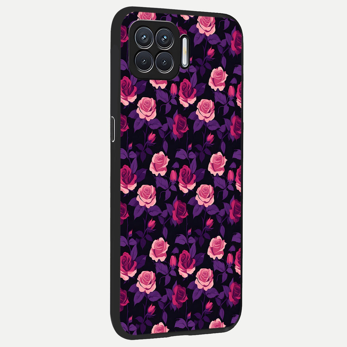 Rose Garden Twilight back cover For Oppo F17 slim fit glass case with vibrant aesthetic design