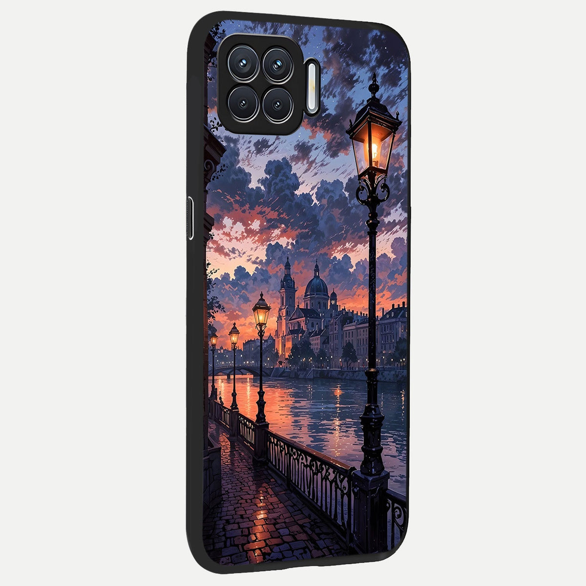 Twilight River Lights back cover For Oppo F17 slim fit glass case with vibrant aesthetic design