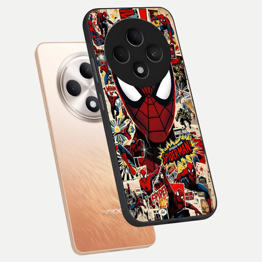 Aesthetic Wonder Spider phone case For Oppo F27 5G showing premium glass back cover with detailed artwork