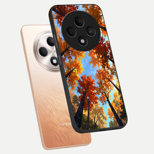Autumn Sky Rise phone case For Oppo F27 5G showing premium glass back cover with detailed artwork
