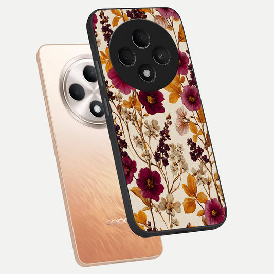 Autumn Wine Bloom phone case For Oppo F27 5G showing premium glass back cover with detailed artwork