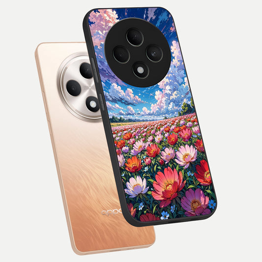 Blossom Sky Field phone case For Oppo F27 5G showing premium glass back cover with detailed artwork