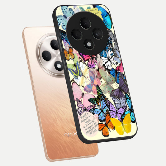 Butterflies Petal Dream phone case For Oppo F27 5G showing premium glass back cover with detailed artwork