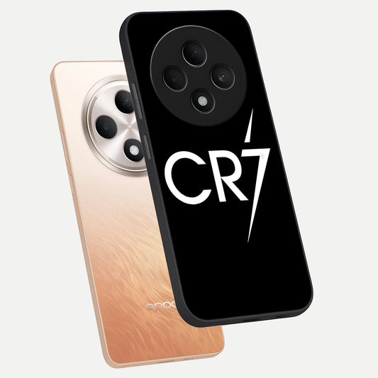 CR7 Elite Strike phone case For Oppo F27 5G showing premium glass back cover with detailed artwork