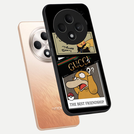 Cartoon Brand Play Mashup phone case For Oppo F27 5G showing premium glass back cover with detailed artwork