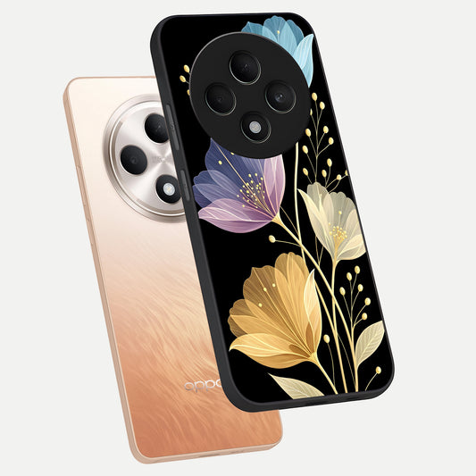 Flower Bloom Glow phone case For Oppo F27 5G showing premium glass back cover with detailed artwork