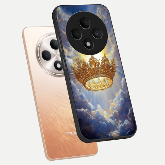 Heavenly Crown Light phone case For Oppo F27 5G showing premium glass back cover with detailed artwork