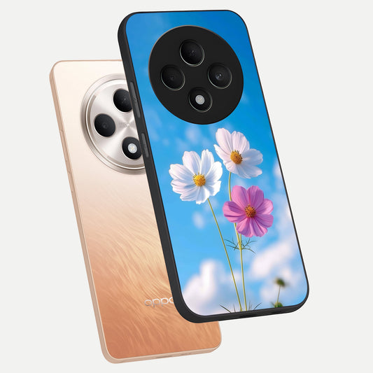 Tripple Flowers With Sky phone case For Oppo F27 5G showing premium glass back cover with detailed artwork