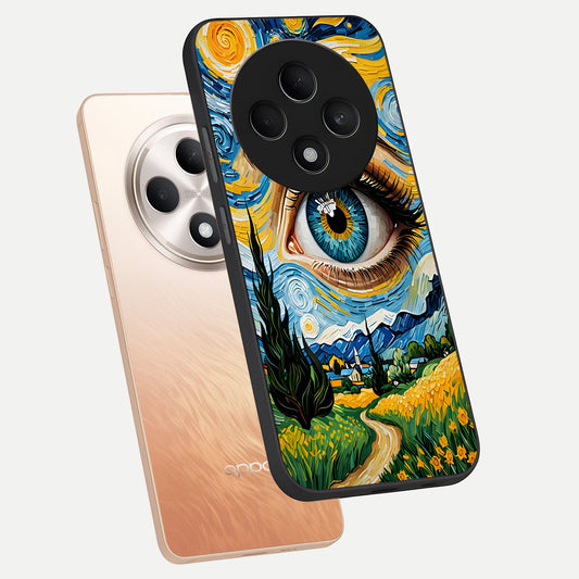 Van Gogh Eye phone case For Oppo F27 5G showing premium glass back cover with detailed artwork