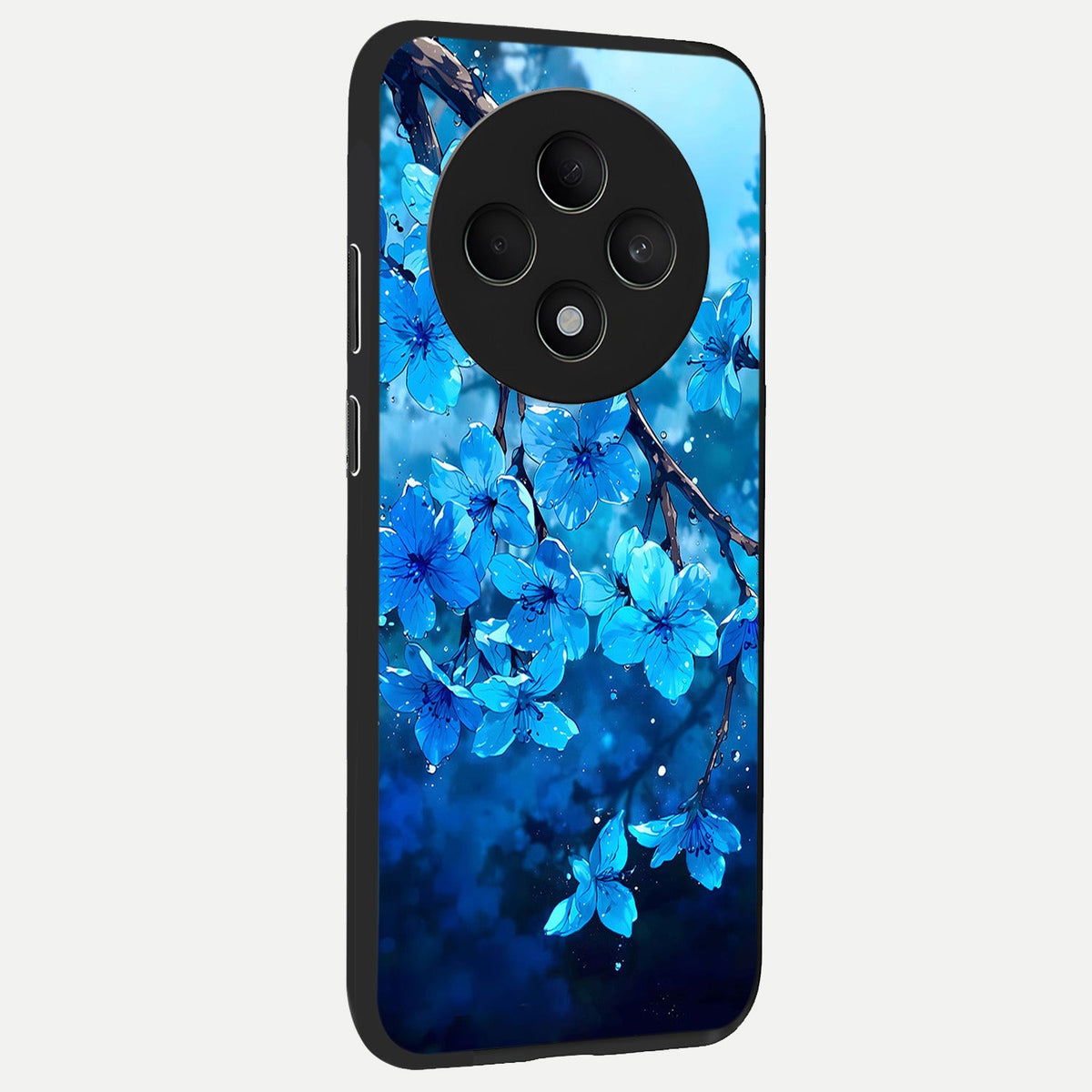 Blue Blossoms Branch back cover For Oppo F27 5G slim fit glass case with vibrant aesthetic design