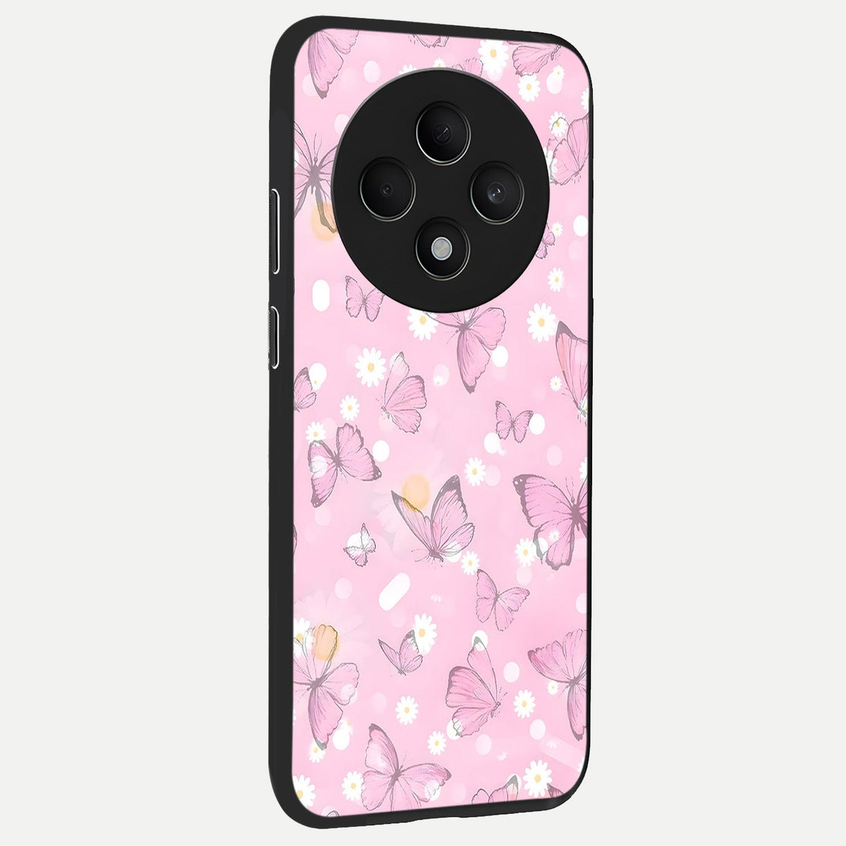 Blush Butterfly Garden back cover For Oppo F27 5G slim fit glass case with vibrant aesthetic design