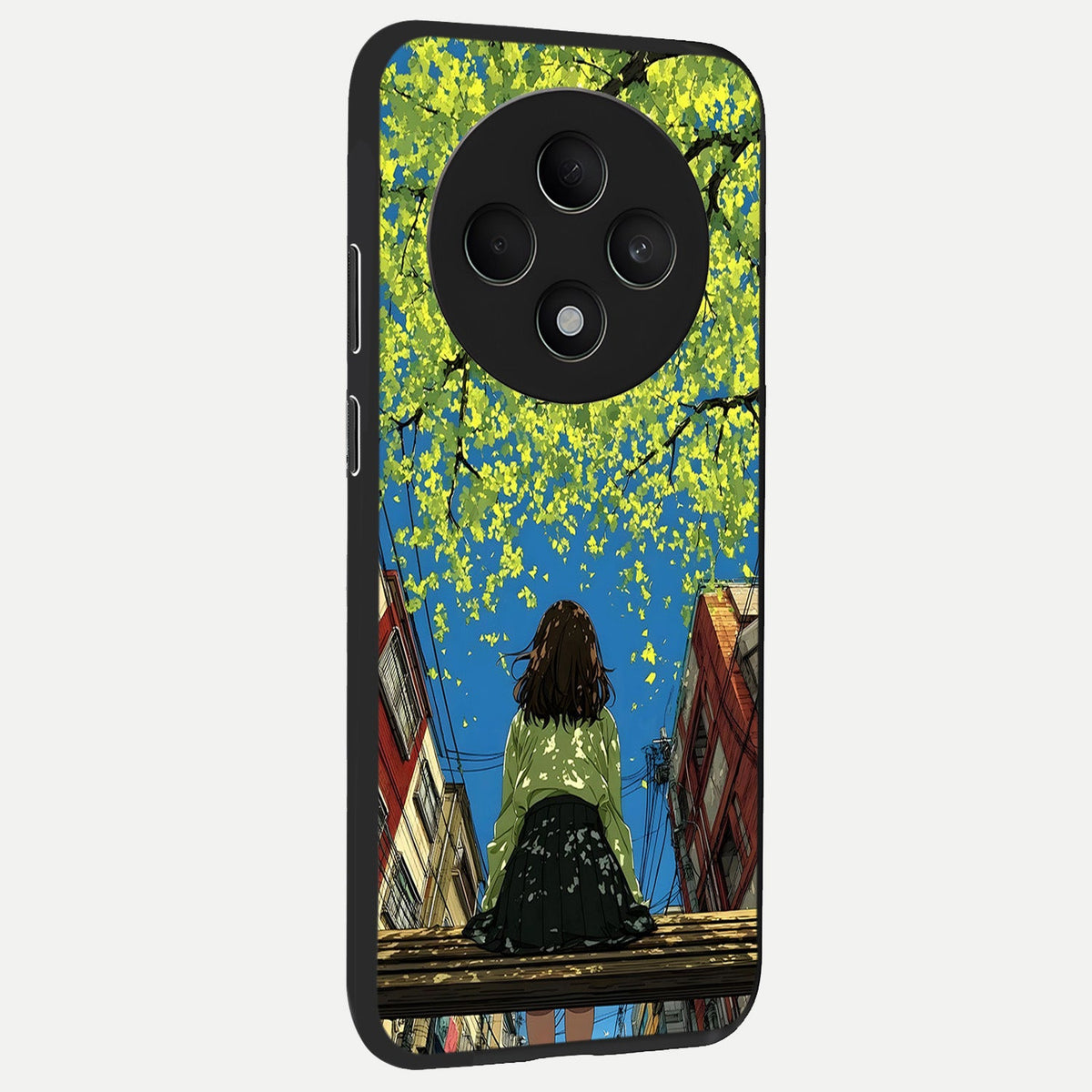Golden Leaves Glow back cover For Oppo F27 5G slim fit glass case with vibrant aesthetic design