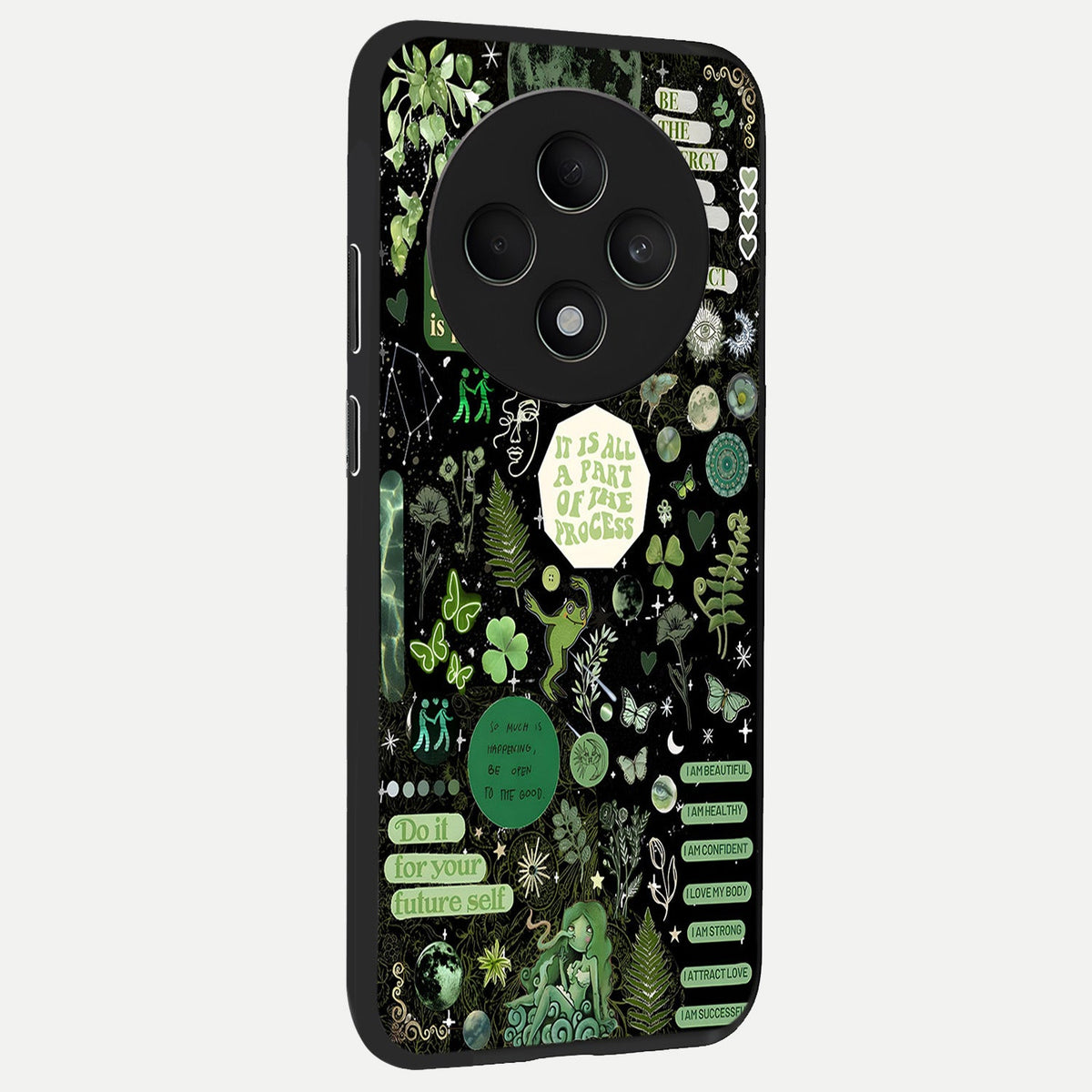 Green Mandala Pattern back cover For Oppo F27 5G slim fit glass case with vibrant aesthetic design