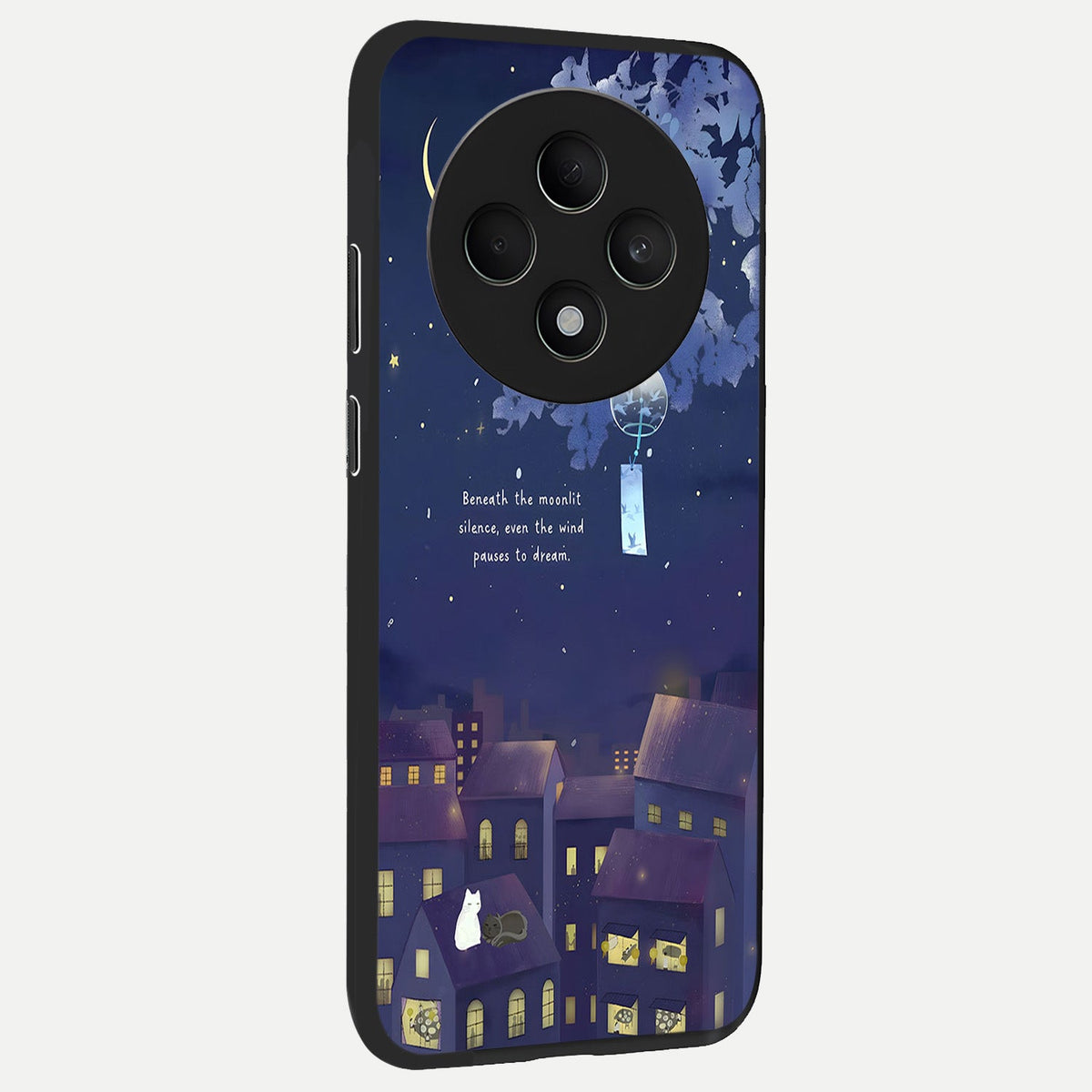 Moonlit Cat Silence back cover For Oppo F27 5G slim fit glass case with vibrant aesthetic design