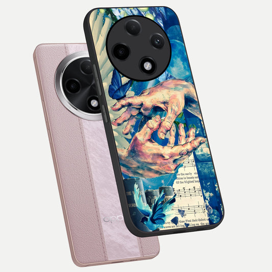 Aesthetic Divider phone case For Oppo F27 Pro Plus showing premium glass back cover with detailed artwork