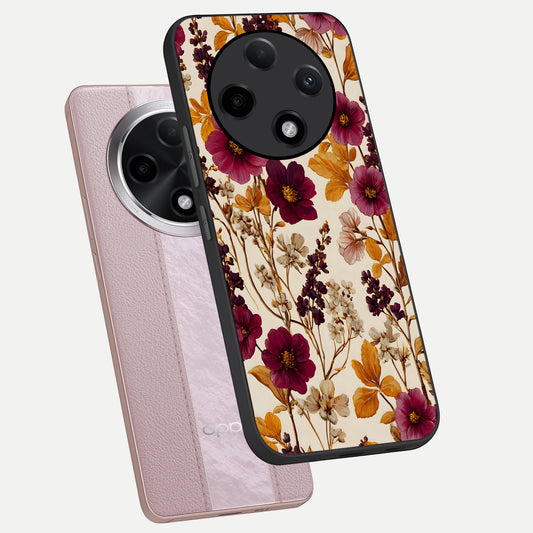 Autumn Wine Bloom phone case For Oppo F27 Pro Plus showing premium glass back cover with detailed artwork