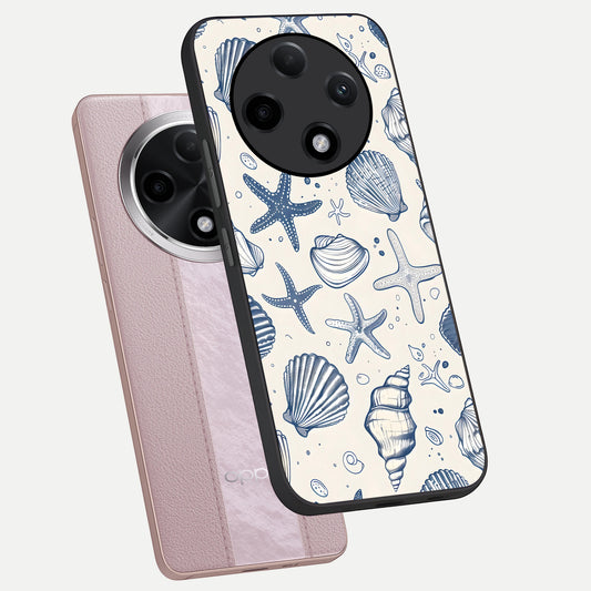 Blue Ocean Outline phone case For Oppo F27 Pro Plus showing premium glass back cover with detailed artwork