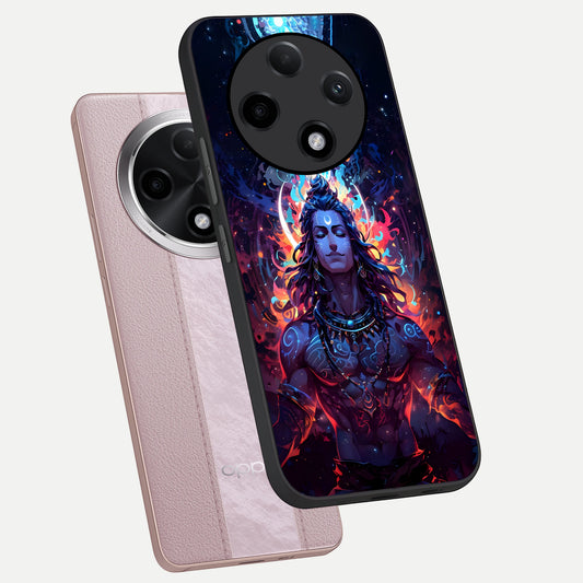 Divine Fire Shiv phone case For Oppo F27 Pro Plus showing premium glass back cover with detailed artwork