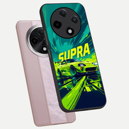 Electric Supra Thunder phone case For Oppo F27 Pro Plus showing premium glass back cover with detailed artwork