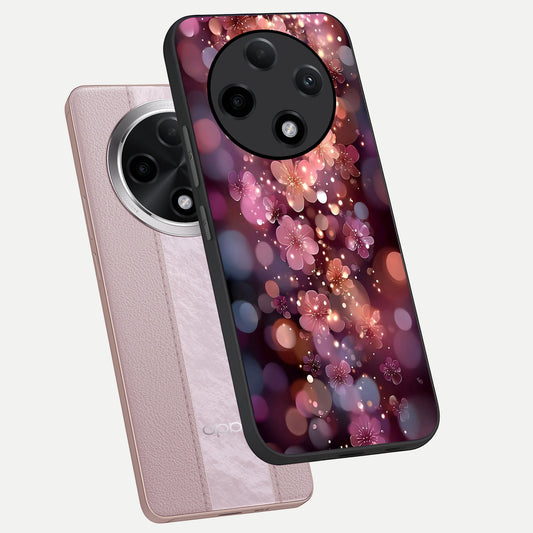 Glowing Petal Bliss phone case For Oppo F27 Pro Plus showing premium glass back cover with detailed artwork