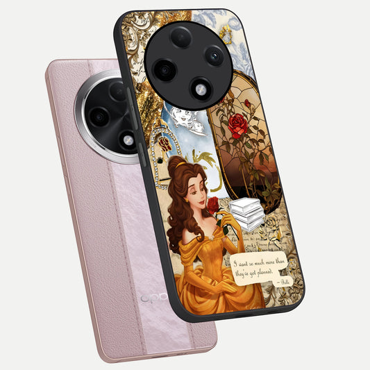 Golden Dream Belle phone case For Oppo F27 Pro Plus showing premium glass back cover with detailed artwork