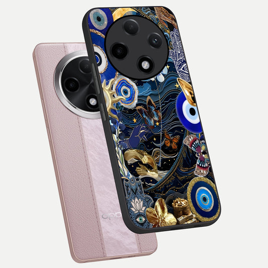 Golden Moon Magic phone case For Oppo F27 Pro Plus showing premium glass back cover with detailed artwork
