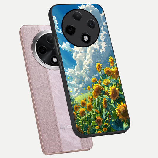 Golden Sun Glory phone case For Oppo F27 Pro Plus showing premium glass back cover with detailed artwork