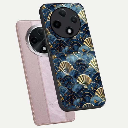 Golden Wave Luxe phone case For Oppo F27 Pro Plus showing premium glass back cover with detailed artwork