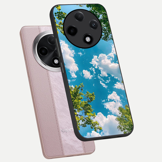 Green Moon Energy phone case For Oppo F27 Pro Plus showing premium glass back cover with detailed artwork